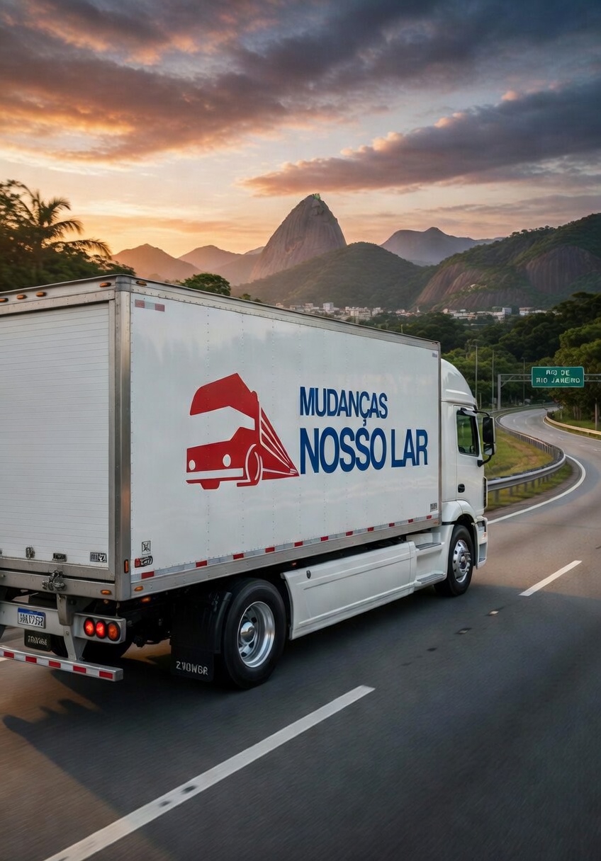 Caminhão da Mudanças Nosso Lar realizando mudança interestadual saindo do Rio de Janeiro