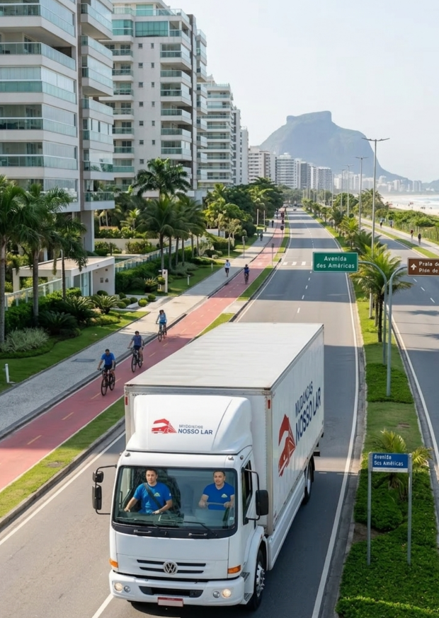 Caminhão de mudanças na Barra da Tijuca com atendimento planejado no Rio de Janeiro