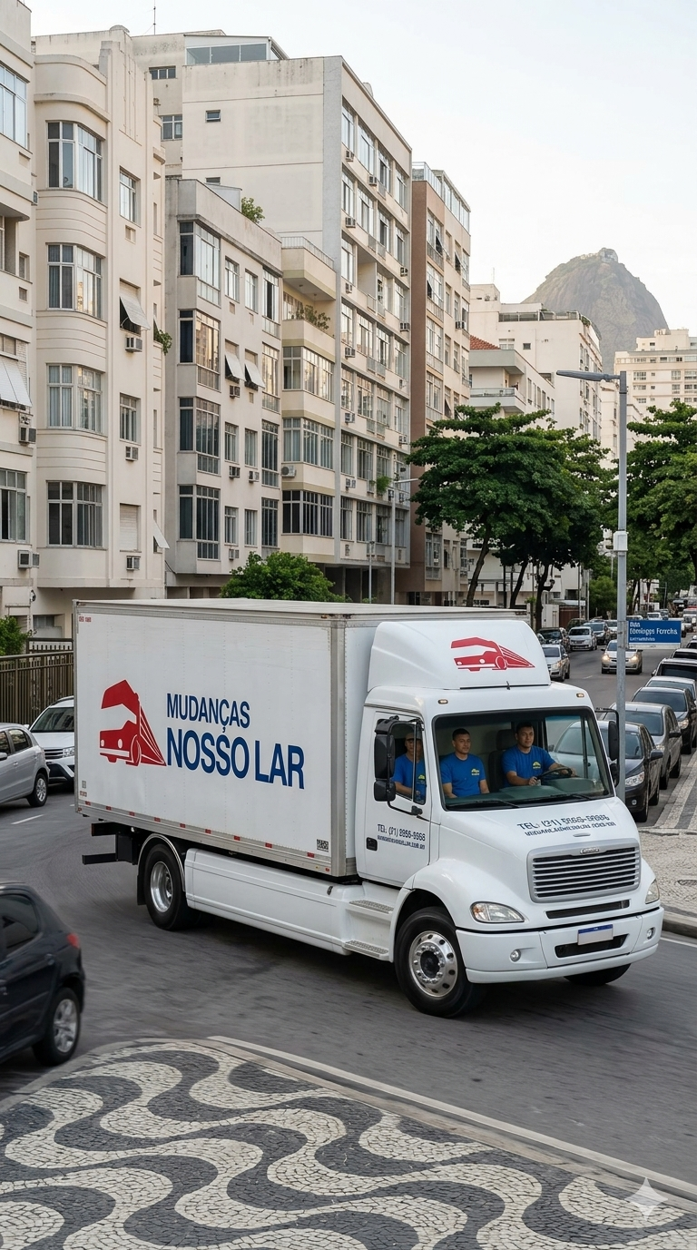 Caminhão de mudanças no Leblon com atendimento planejado no Rio de Janeiro